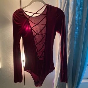 Burgundy long sleeve bodysuit